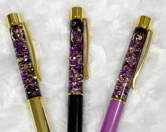 Glitter pens, Floating glitter pens, gifts for her, admin gift, Purple Camo set