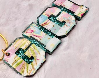 Gigi Glitter Acrylic Keychain, Empowering Accessory