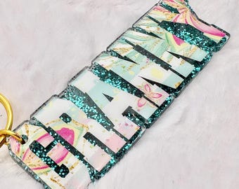 Granny Glitter Acrylic Keychain, Empowering Accessory