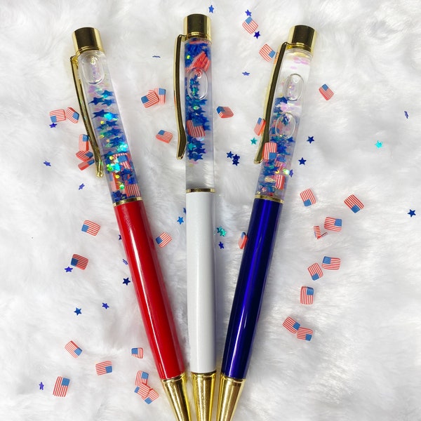 Glitter pens, Floating glitter pens, sparkle, Patriotic items, flag, USA, red white and blue, stars and stripes, America