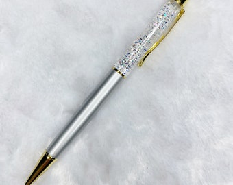 Glitter pens, floating glitter pens, pretty pens, sparkly pens, planner pens, journal pens, Silver Sparkles
