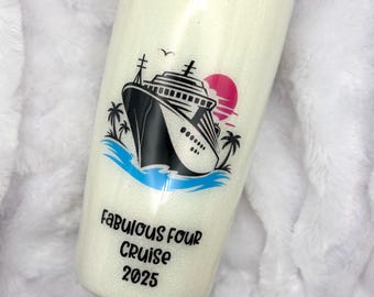 Custom Glitter Cruise Tumbler, 20oz Stainless Steel Skinny Tumbler