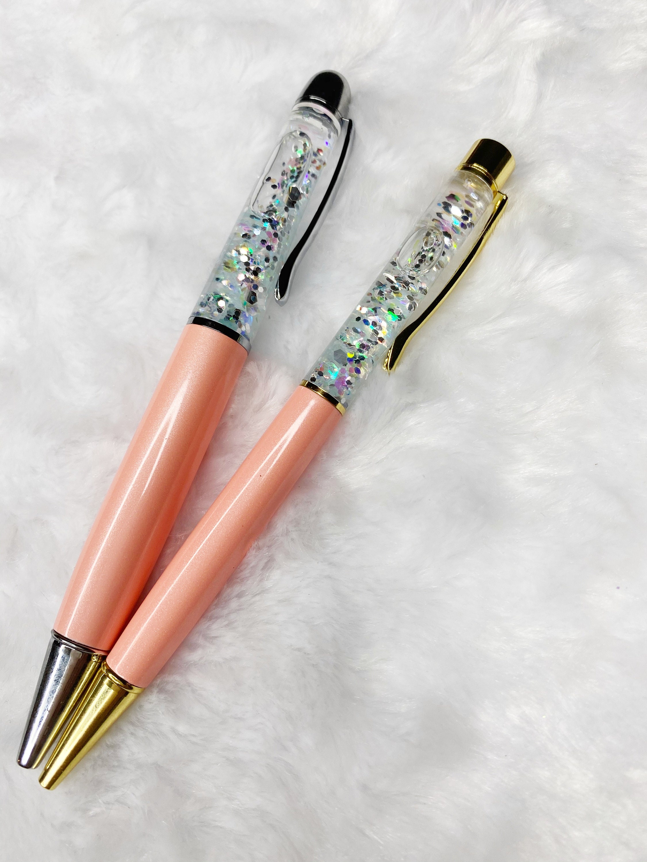 Glitter Pens, Floating Glitter Pens, Journal Pens, Stationary, Student Pens,  Planner Pens, Peachy Arctic Freeze 