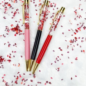 Glitter pens, floating glitter pens, pretty pens, sparkly pens, planner pens, Kiss me Once