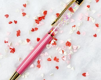 Glitter pens, floating glitter pens, pretty pens, sparkly pens, planner pens, Valentine hearts