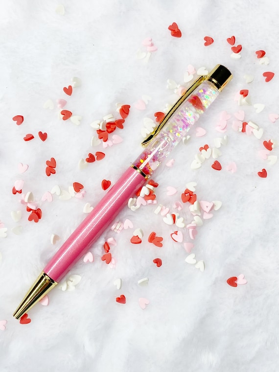 Glitter Pens, Floating Glitter Pens, Pretty Pens, Sparkly Pens, Planner  Pens, Valentine Hearts 