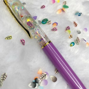 Glitter pens, floating glitter pens, pretty pens, sparkly pens, planner pens, journal pens, Pretty leaves multiple pen colors