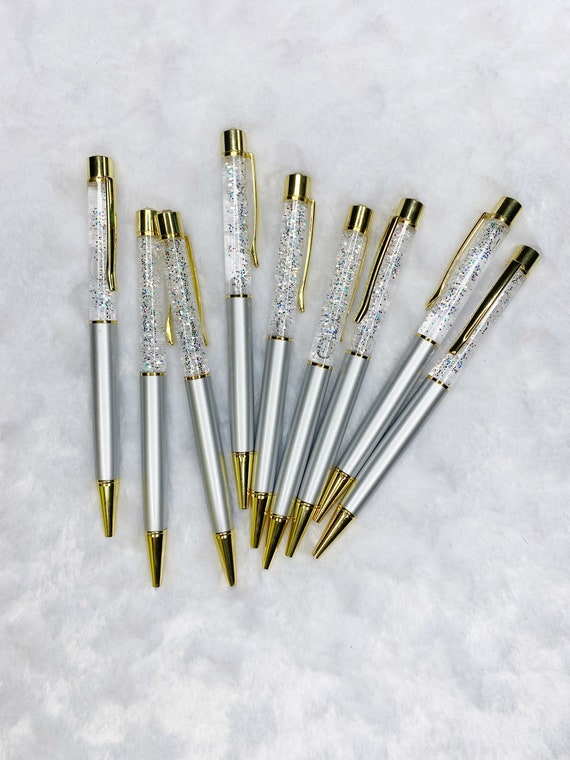 Glitter Pens, Floating Glitter Pens, Pretty Pens, Sparkly Pens, Planner Pens,  Journal Pens, Silver Sparkles 