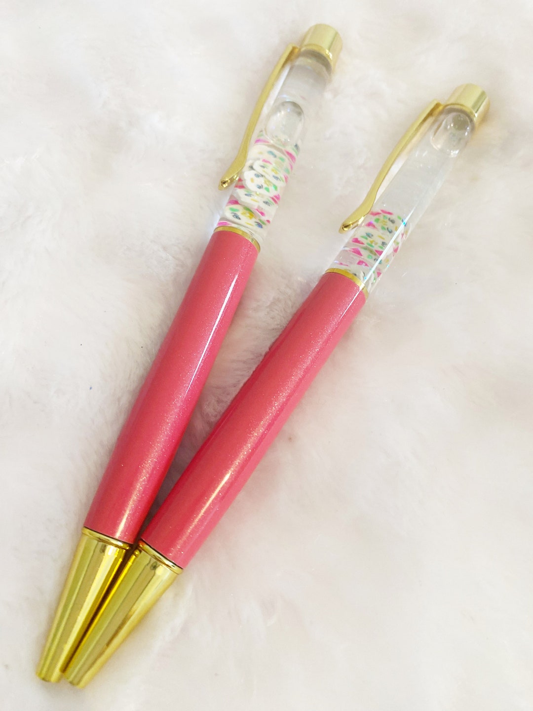 Floating Glitter Pens, Pretty Kitten, Feline Pen, Cat Pen, Admin Gifts