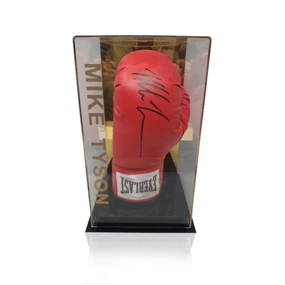 In Display Case Mike Tyson Signed Red Boxing Glove Autographed Memorabilia 