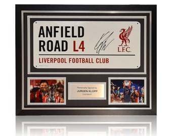 Jurgen Klopp Hand Signed Anfield Road Sign In Deluxe Classic Frame