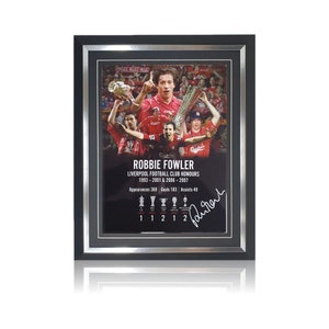 Robbie Fowler handsignierte 12 "x 16" LFC Honours Montage in Deluxe Classic Rahmen
