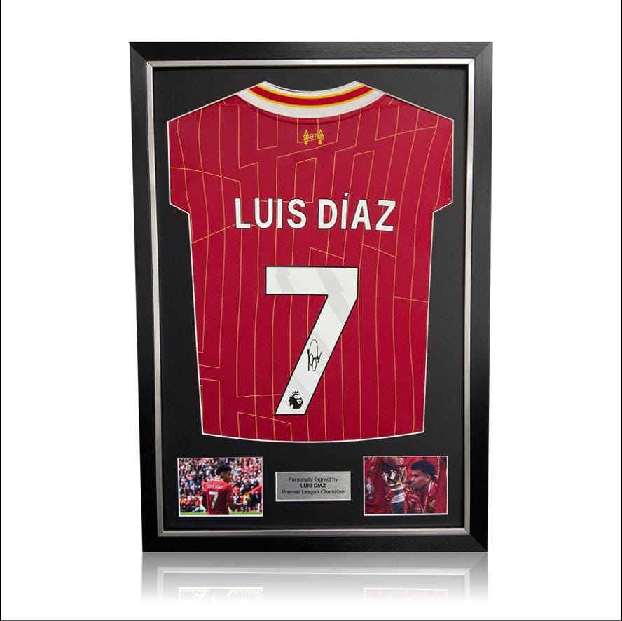 Luis Diaz Hand Signed Liverpool 2024-25 Home Shirt in Deluxe