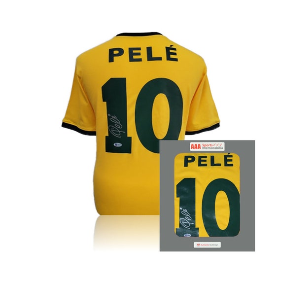 Pele Hand Signed Brazil Shirt in AAA Gift Box With Beckett