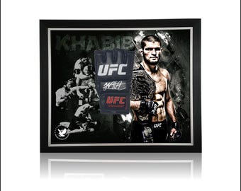Khabib 'THE EAGLE' Nurmagomedov Black Hand Signed MMA Glove in Deluxe Classic Dome Frame
