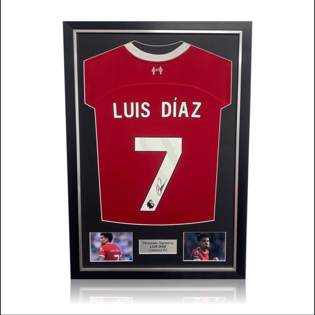 Luis Diaz Hand Signed Liverpool 2023-24 Home Shirt in Deluxe