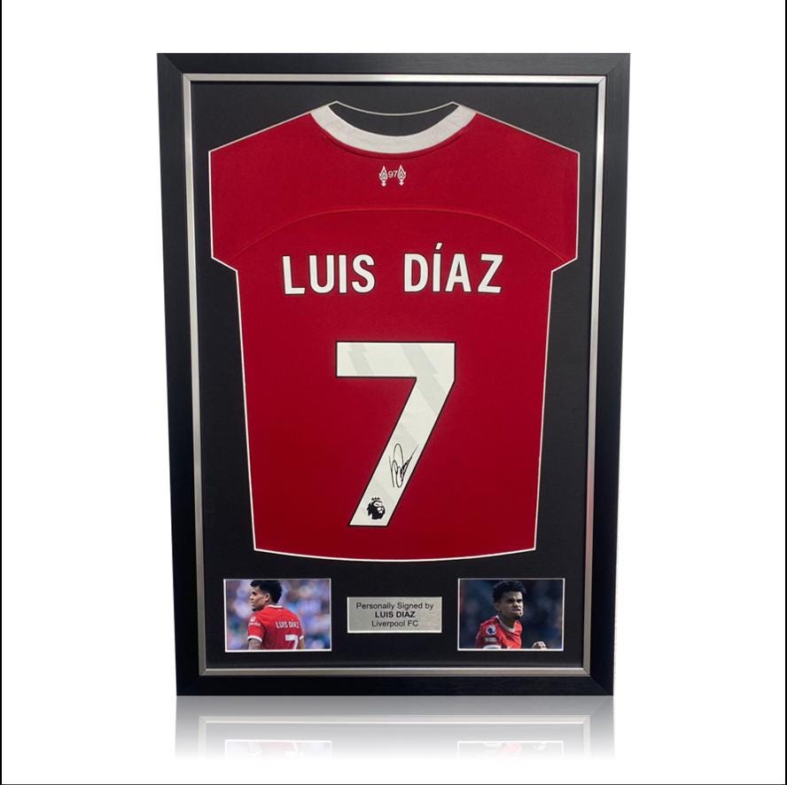 Luis Diaz Hand Signed Liverpool 2023-24 Home Shirt in Deluxe