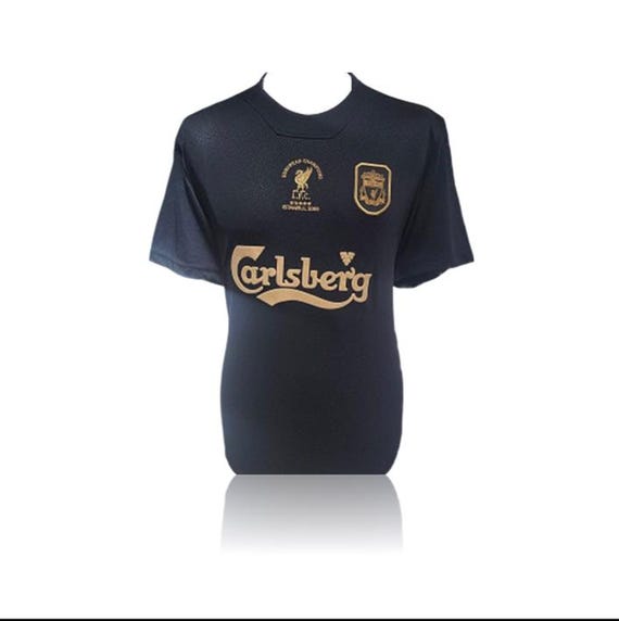 Steven Gerrard Hand Signed Liverpool 2005 #8 Black/gold Shirt in