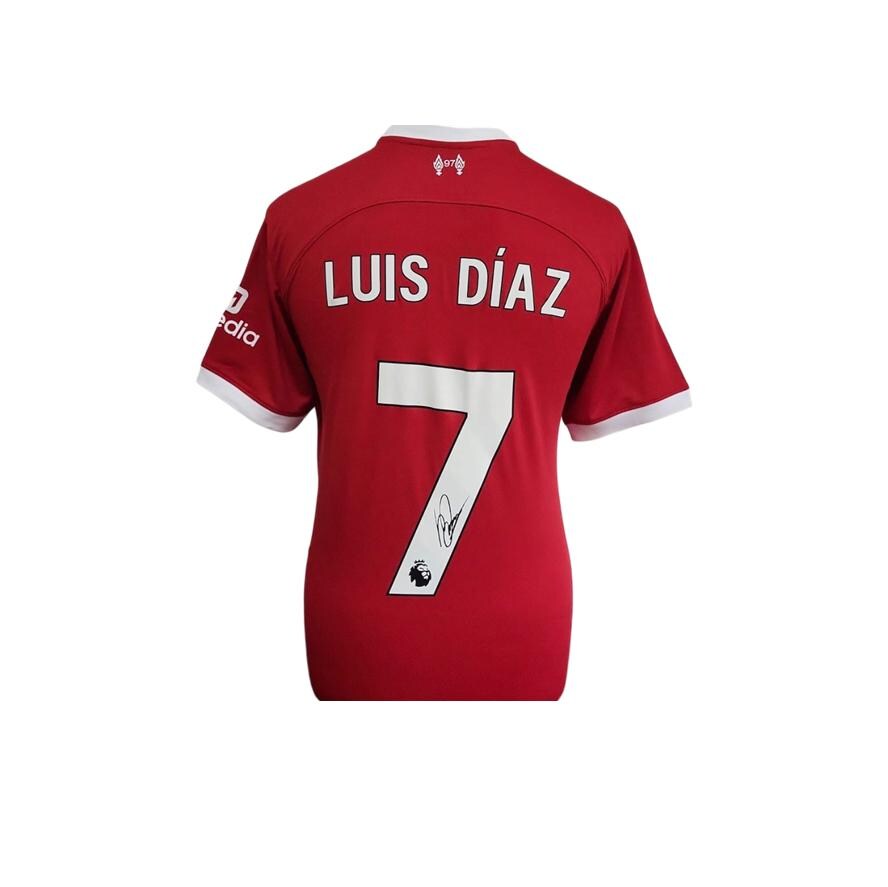 Luis Diaz Hand Signed Liverpool 2023-24 Home Shirt in AAA Gift Box