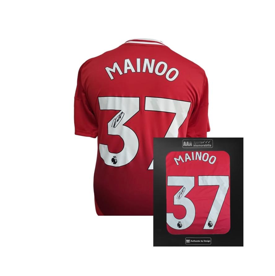Kobbie Mainoo Hand Signed Manchester United 2024-25 Home Shirt in
