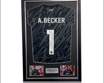 Alisson Becker Hand Signed Liverpool 2024-25 Black Goalkeepers Shirt in Deluxe Classic Frame