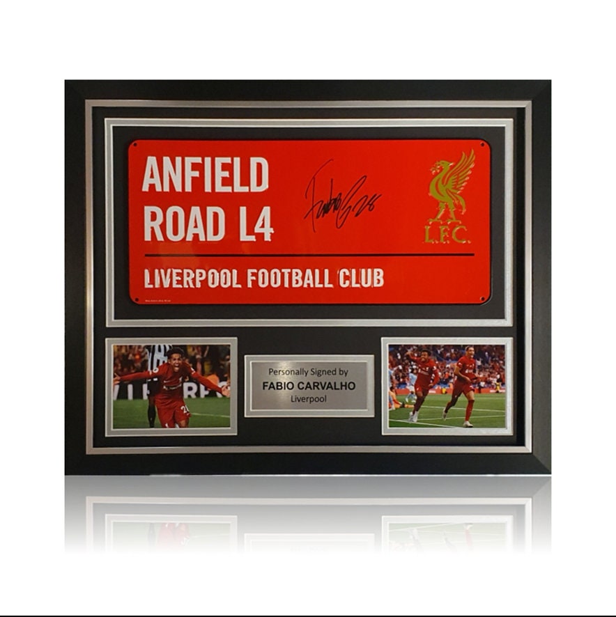 Fabio Carvalho Hand Signed RED Anfield Road Sign in Deluxe Classic ...