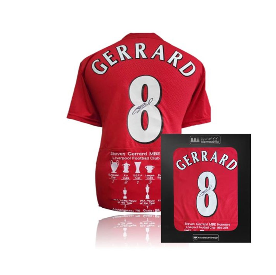 Steven Gerrard Hand Signed Liverpool 2005 ISTANBUL #8 Career Stats
