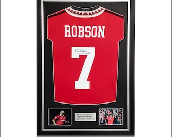 Bryan Robson Hand Signed Manchester United Home Shirt in Deluxe Classic Frame