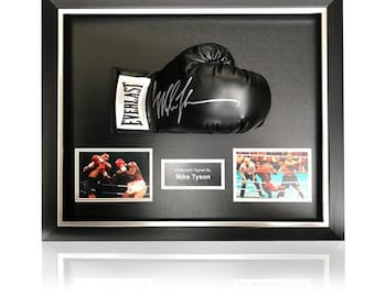 Mike Tyson Hand Signed Black Everlast  Glove in Deluxe Classic Acrylic Dome Frame