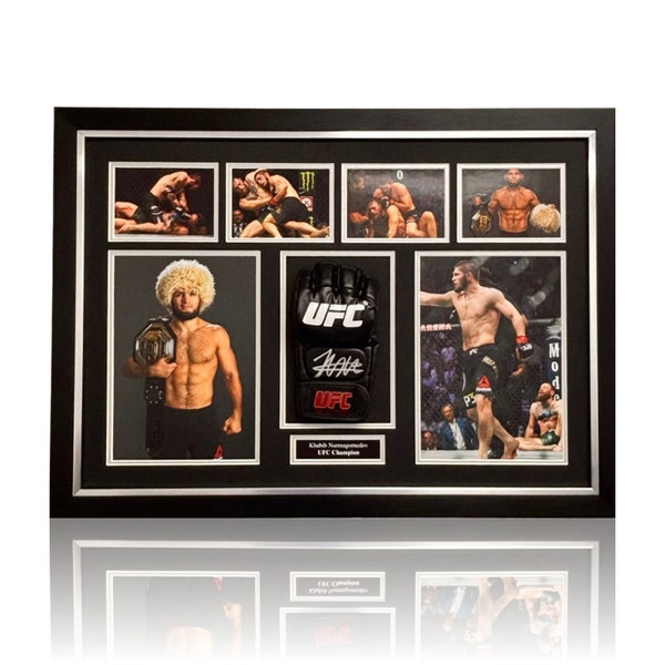 Khabib Nurmagomedov Signed MMA Glove with Beckett Certification No. Z10314 In Deluxe Classic Frame