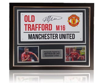 Matthijs de Ligt Hand Signed 'OLD TRAFFORD' Sign In Classic Frame