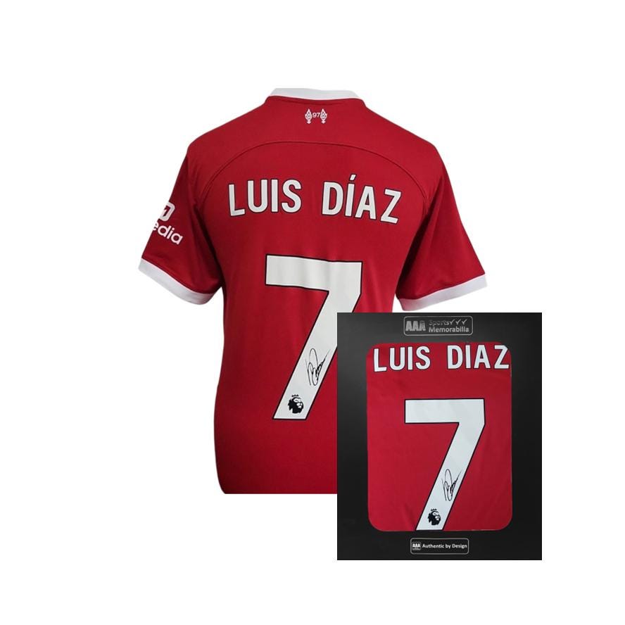 Luis Diaz Hand Signed Liverpool 2023-24 Home Shirt in AAA Gift Box