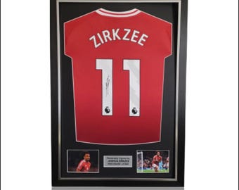 Joshua Zirkzee Hand Signed Manchester United 2024-25 Home Shirt in Deluxe Classic Frame