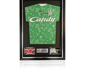 Bruce Grobbelaar Hand Signed CANDY Goalkeepers Shirt in Deluxe Classic Frame
