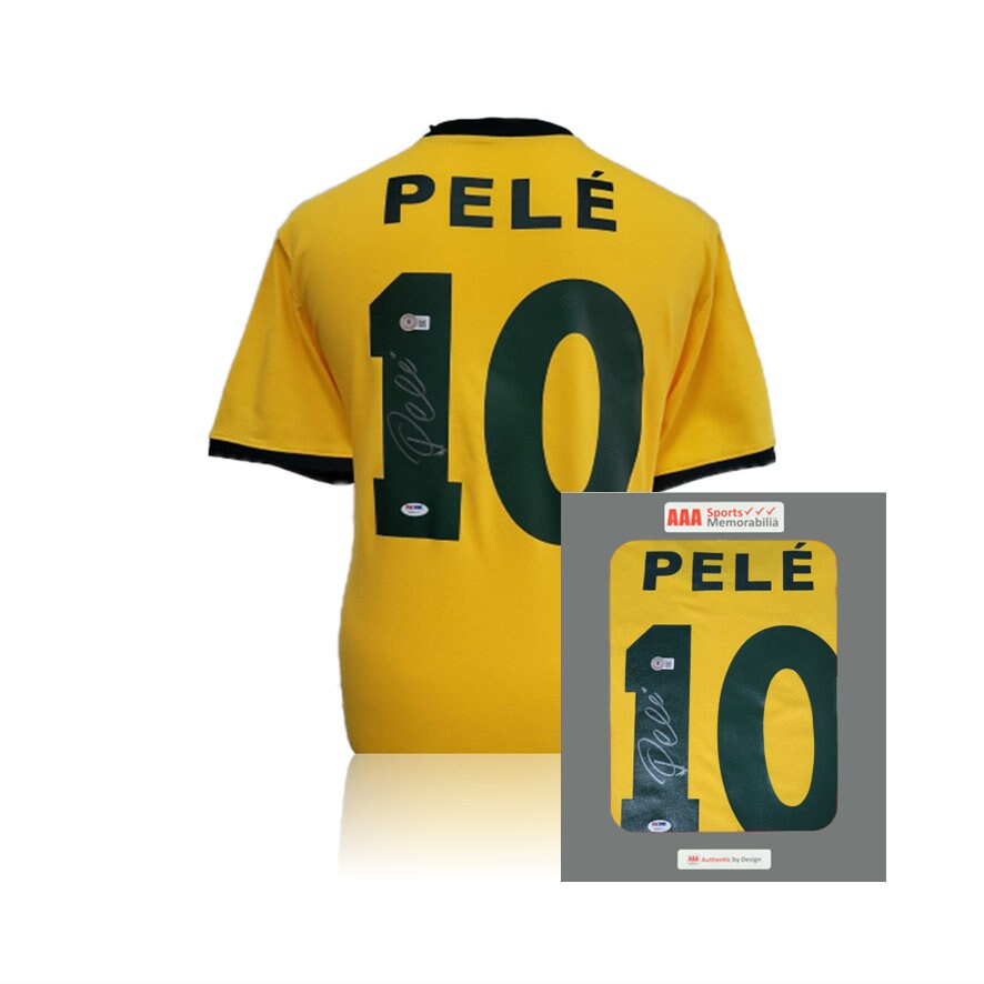 Maillot Du Brésil Encadré Signé Par Pelé - Authentique Avec Certificat