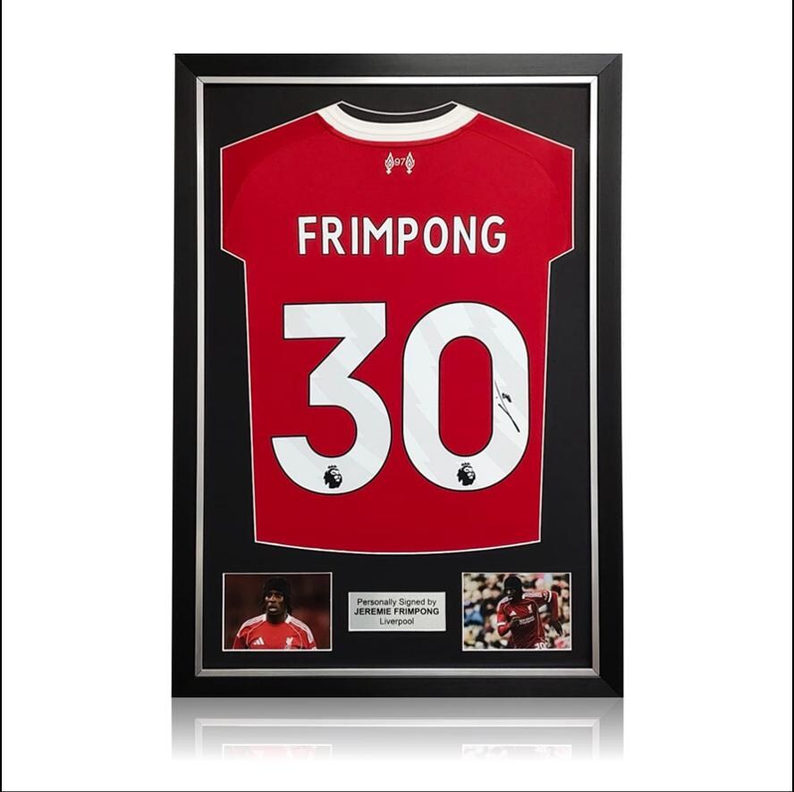 Jeremie Frimpong Hand Signed Liverpool 2025-26 Home Shirt in