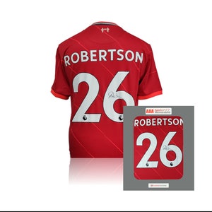 Andy Robertson Hand Signed Liverpool 2021-22 Home Shirt in AAA Gift Box