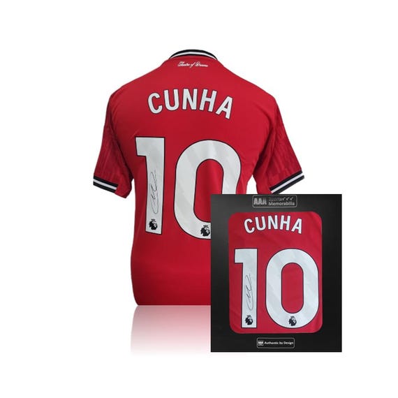 Matheus Cunha Hand Signed Manchester United 2025-26 Home Shirt in