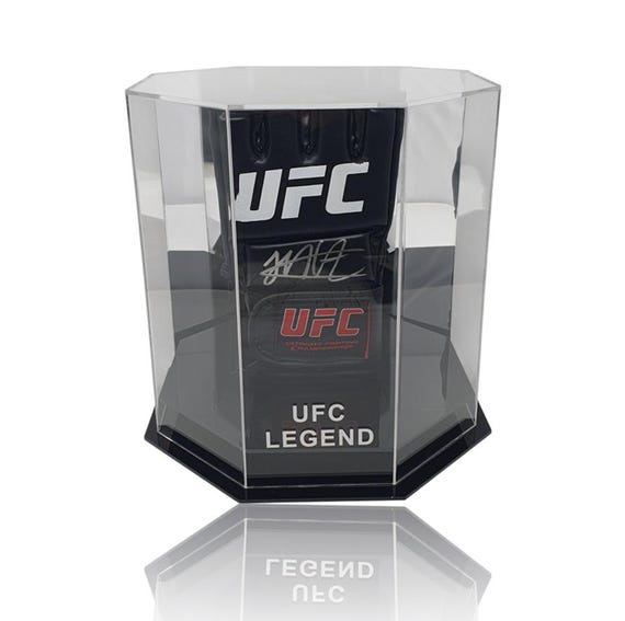 Khabib 'THE EAGLE' Nurmagomedov Black Hand Signed MMA Glove in deluxe Octagon Display Case