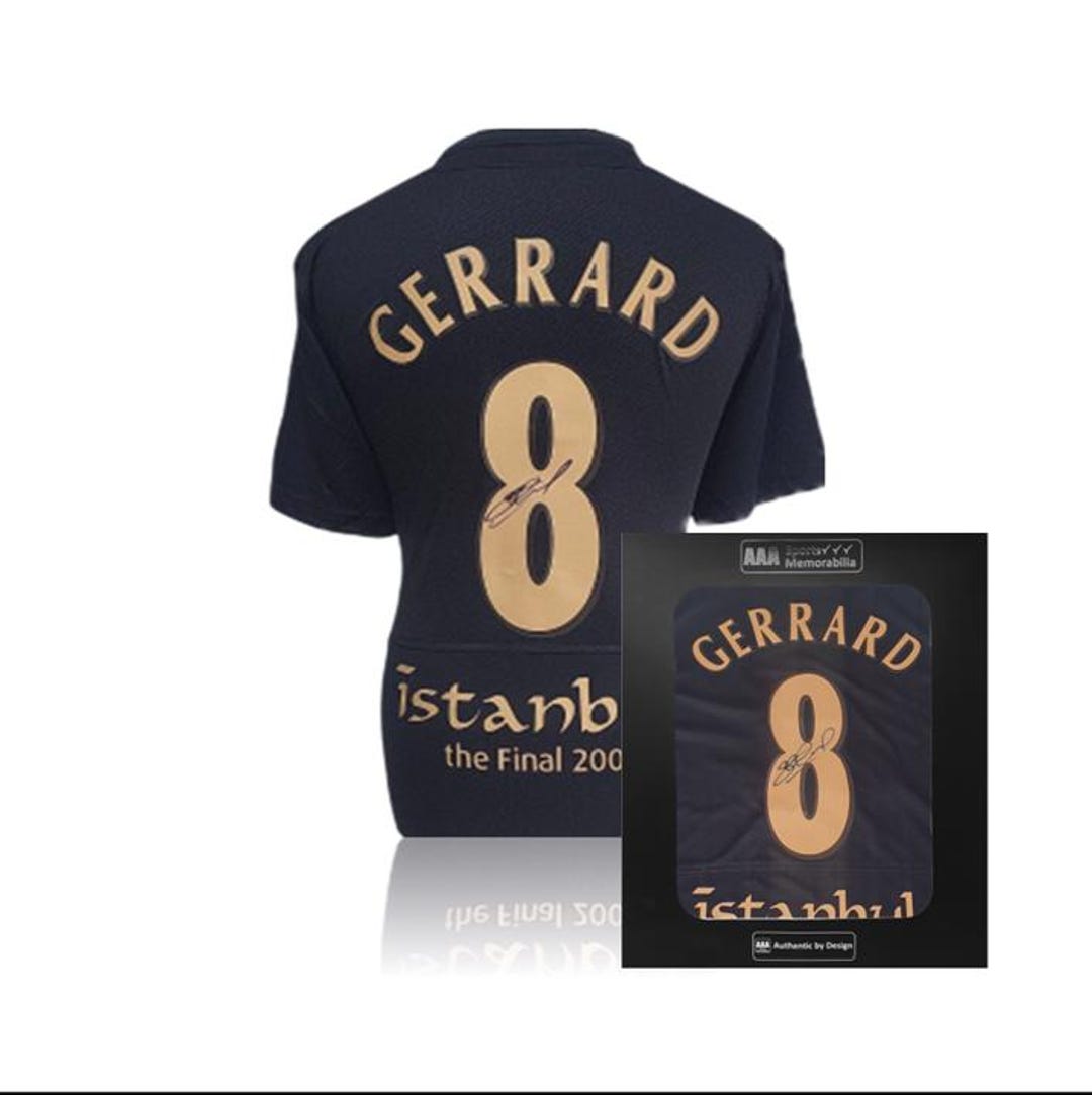 Steven Gerrard Hand Signed Liverpool 2005 Black/gold 'istanbul' #8