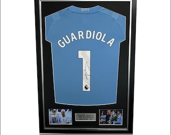 Pep Guardiola Hand Signed Manchester City 2024-25 Home Shirt in Deluxe Classic Frame