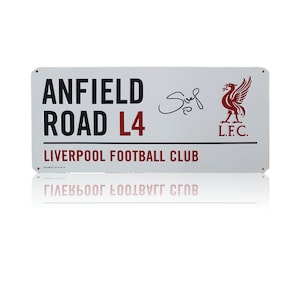 Señal de tráfico de Anfield firmada a mano por Sadio Mane