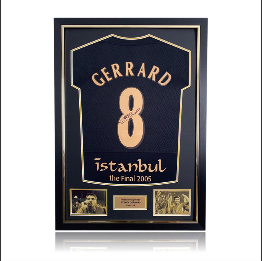 Steven Gerrard Hand Signed Liverpool 2005 #8 Black/gold 'istanbul