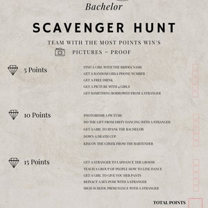 Bachelor Scavenger Hunt Party Game, Stag Party Game Digital Download