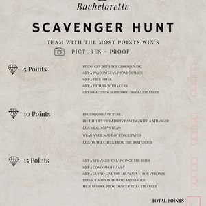 Bachelorette Scavenger Hunt Party Game, Hen Party Game Digital Download