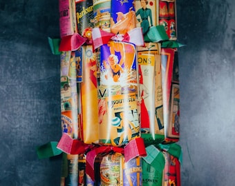 Eco friendly Christmas crackers filled with retro sweets