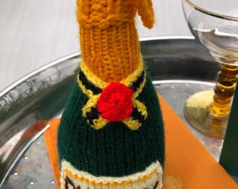Knitted bottle of champagne christmas decoration