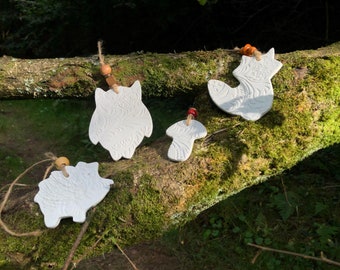 4 Woodland Animal clay decorations
