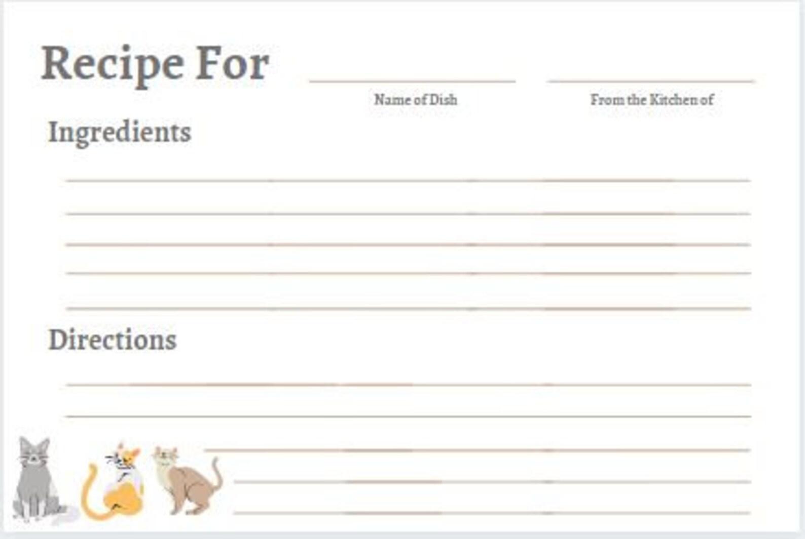 Cats Printable Meal Planning Weekly Menu Shopping List Recipe Etsy