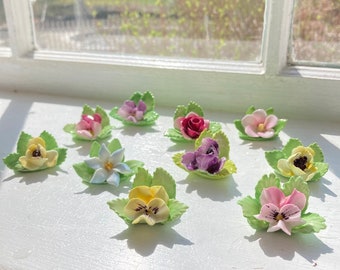 Table Settings Vintage Bone China floral Name Place Card Holders 1950s